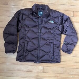 The North Face Brown 550 Down Quilted Puffer Jacket Girls Large L Diamond Coat
